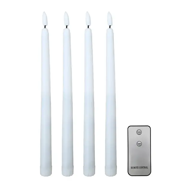 White Flameless Tapered Candles, set of 4