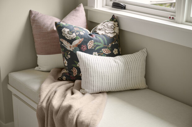 Bea Linen Burnt Rose Dip Color Block Pillow Cover