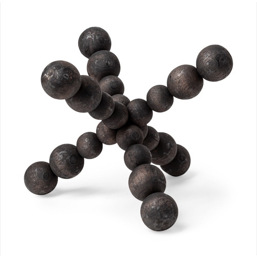 Large Black Geometric Wood Ball Jack
