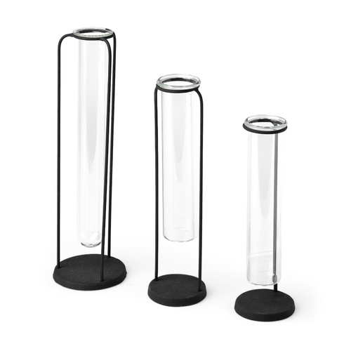 Beeker Set of Three Black Metal Vases