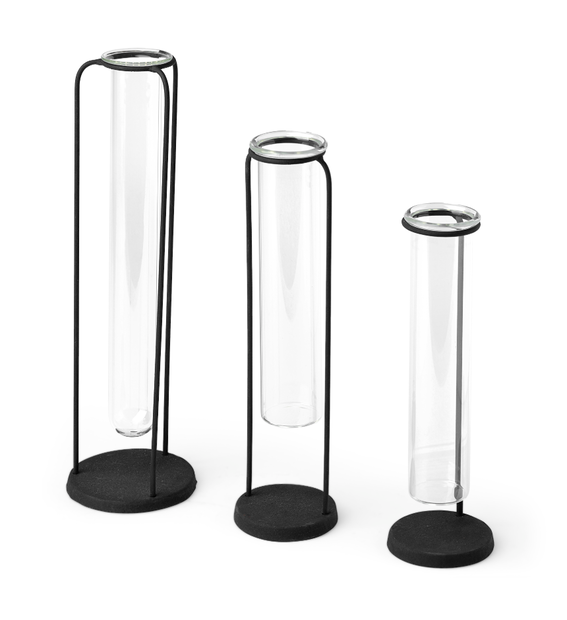 Beeker Set of Three Black Metal Vases