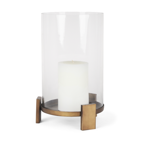 Hurricane Candle Holder - Antiqued Gold Large