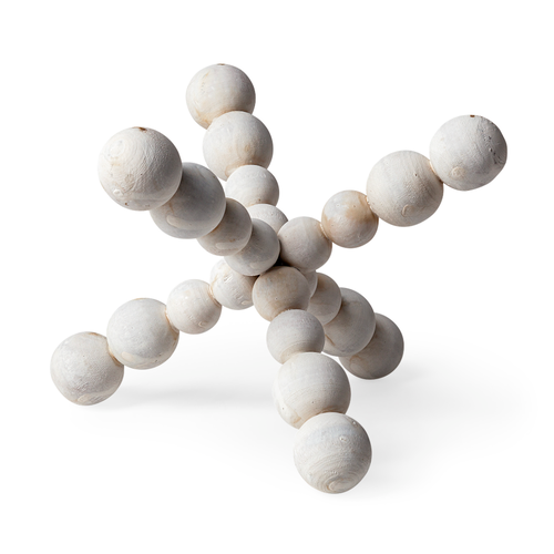 Large Off-White Geometric Wood Ball Jack