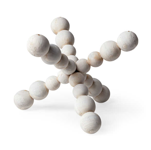 Large Off-White Geometric Wood Ball Jack