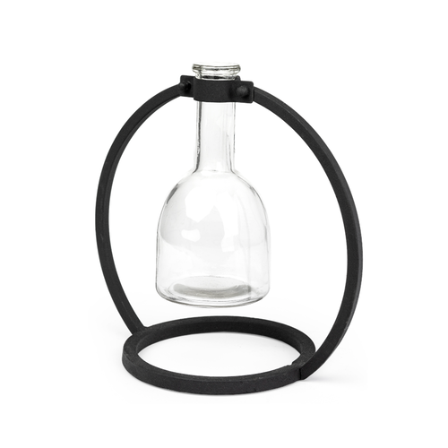 Short Black Metal Glass Bottle Vase