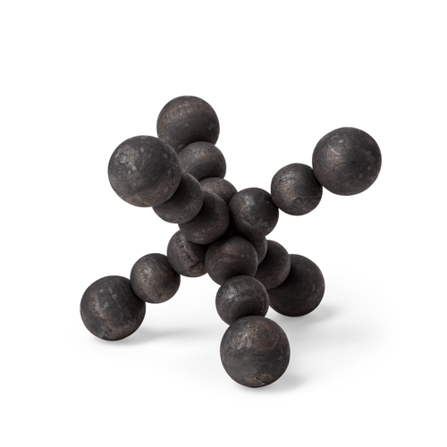 Small Black Geometric Wood Ball Jack