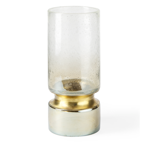 Brushed Gold Metal Glass Vase - Small