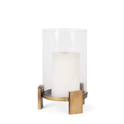 Hurricane Candle Holder - Antiqued Gold Small