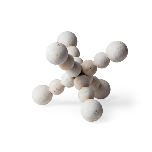 Small Off-White Geoetric Wood Ball Jack