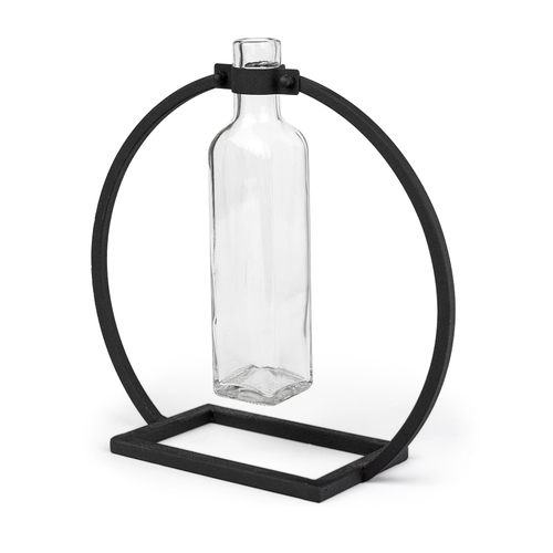 Black Metal Glass Bottle Vase - Tall