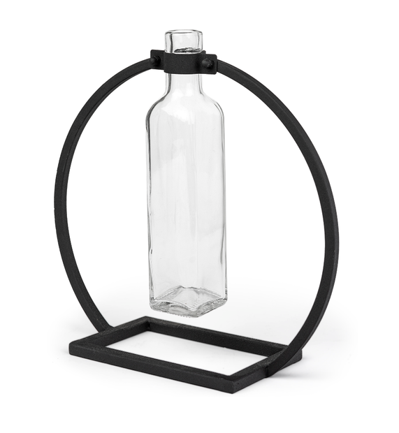 Tall Black Metal Glass Bottle Vase