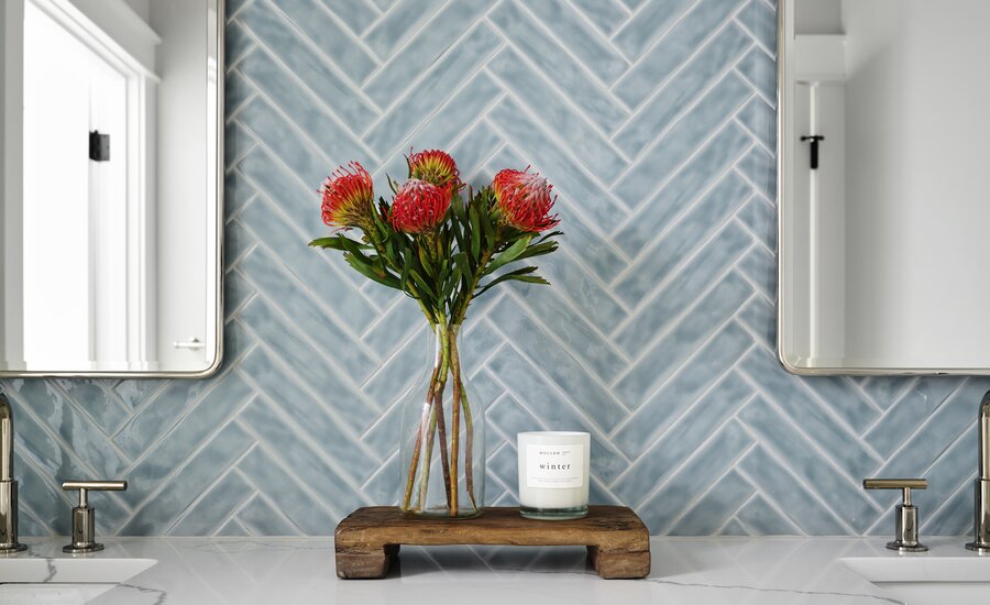 Herringbone Inspired Kids Bathroom