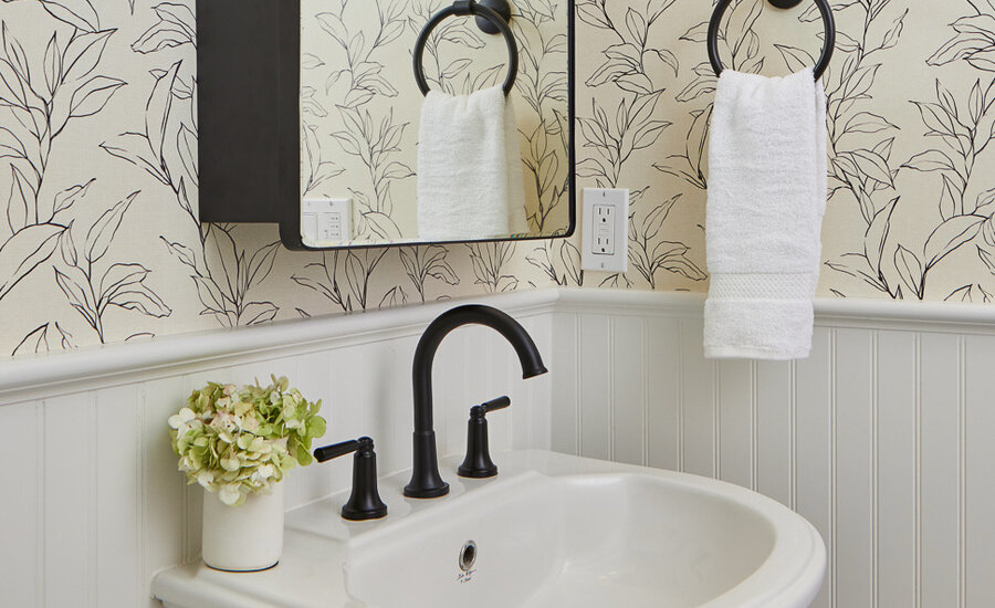 Charming Wallpapered Bathrooom
