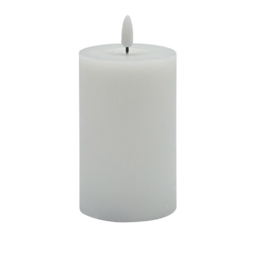 Flameless White Pillar Candle Small
