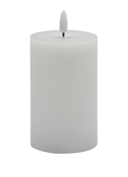 Flameless White Pillar Candle Small