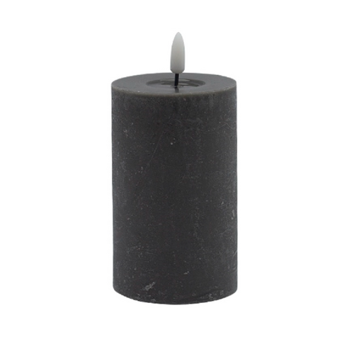 Flameless Gray Pillar Candle Small