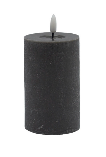 Flameless Gray Pillar Candle Small
