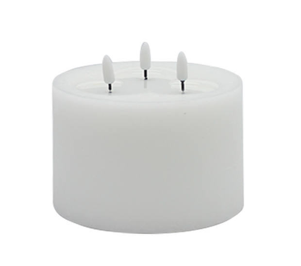 3-Wick White Flameless Candle Small