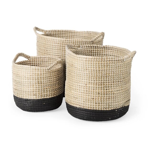 Two Tone Woven Basket Large