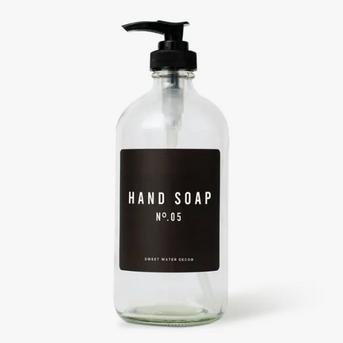 Glass Hand Soap Dispenser Black, 16oz