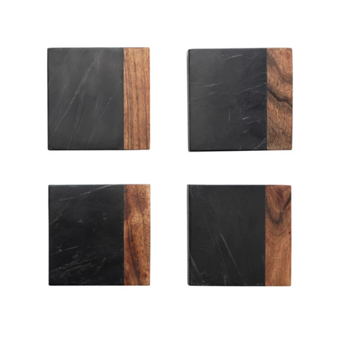 Marble & Acacia Wood Coasters