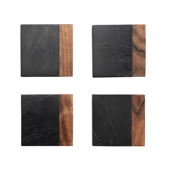 Marble & Acacia Wood Coasters