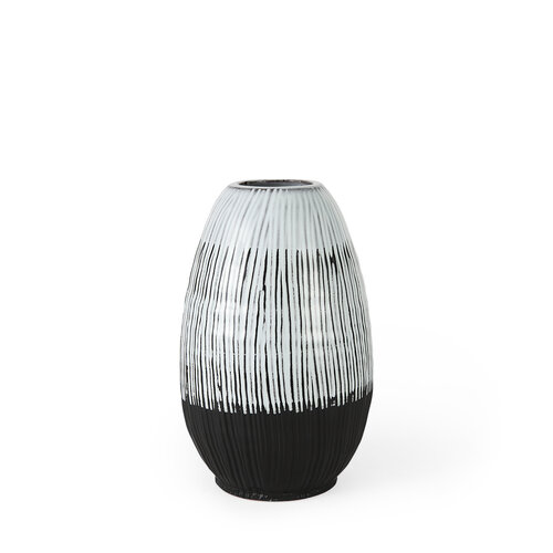 Glazed Ceramic Hand Striped Vase Small