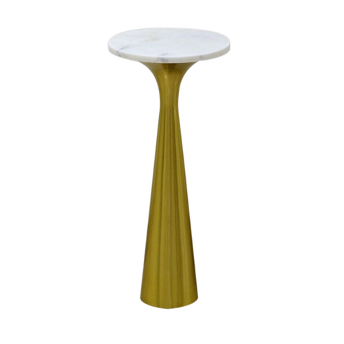 White Marble Top Table with Gold Base