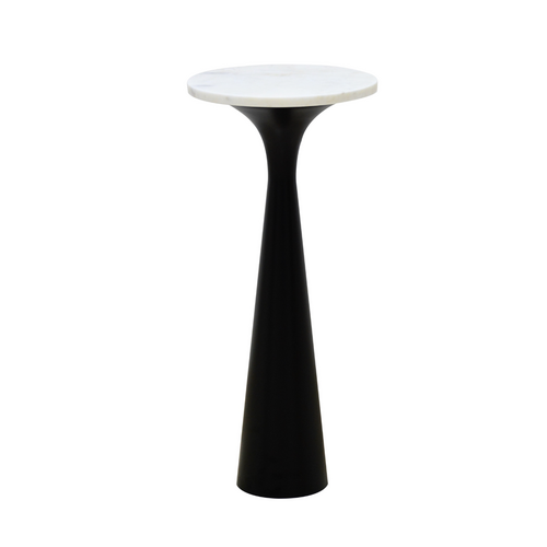 White Marble Top Table with Black Base