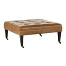Zahara Tufted Leather Ottoman 36x52 Coal