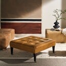 Zahara Tufted Leather Ottoman 36x52 Coal