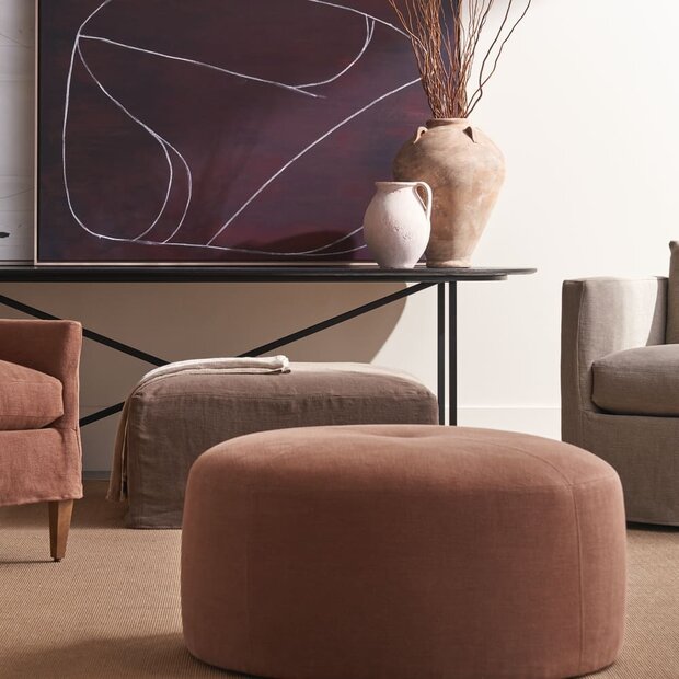 Pepper Slipcovered Ottoman