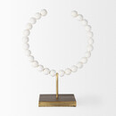 White Beaded Broken Sphere Decorative Object W/ Gold Base