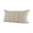 Beige Fabric Textured Decorative Pillow Cover w/ Insert 14" x 26" Lumbar