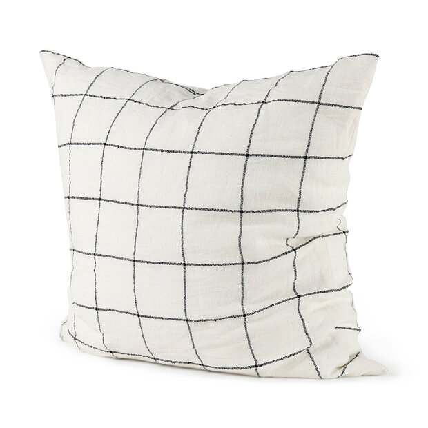 White/Black Square Pattern Decorative Pillow Cover w/ Insert 22" x 22"