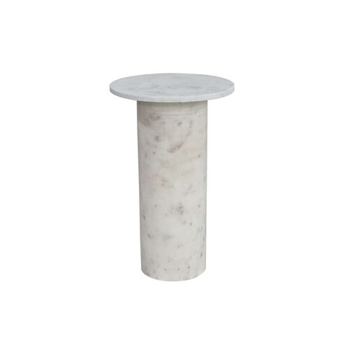 White Marble Column Accent Table