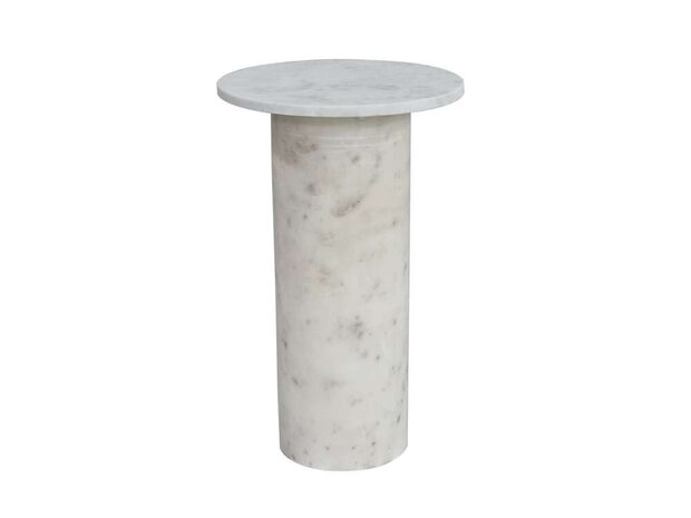 White Marble Column Accent Table