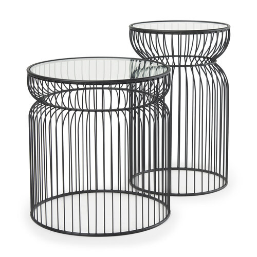 Black Metal w/ Glass Accent Table