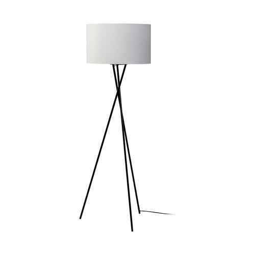 Black Metal Tripod Floor Lamp w/ White Shade