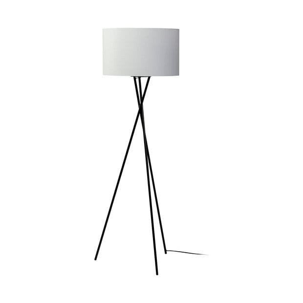 Black Metal Tripod Floor Lamp w/ White Shade