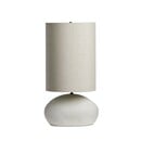 White Speckled Ceramic Table Lamp w/ Tall Flax Linen Shade