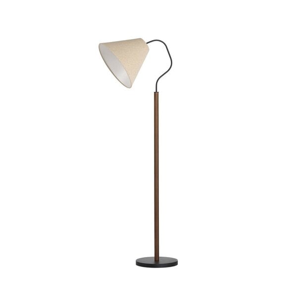 Black Powder Coated Floor Lamp with Linen Shade