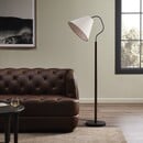 Black Powder Coated Floor Lamp with Linen Shade