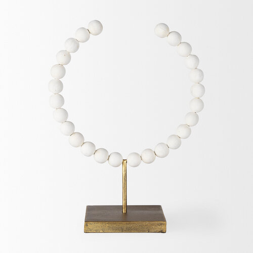 Beaded White & Gold Decorative Object