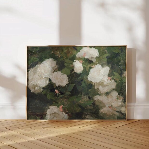 White Rose Oil Painting Print