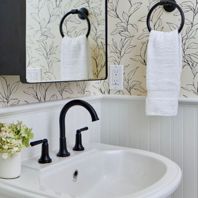 Charming Wallpapered Bathrooom
