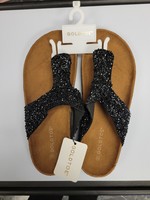 Gold Toe Black Rhinestone Sandal (New)