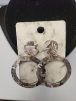 Gray Marble Hoop Earrings