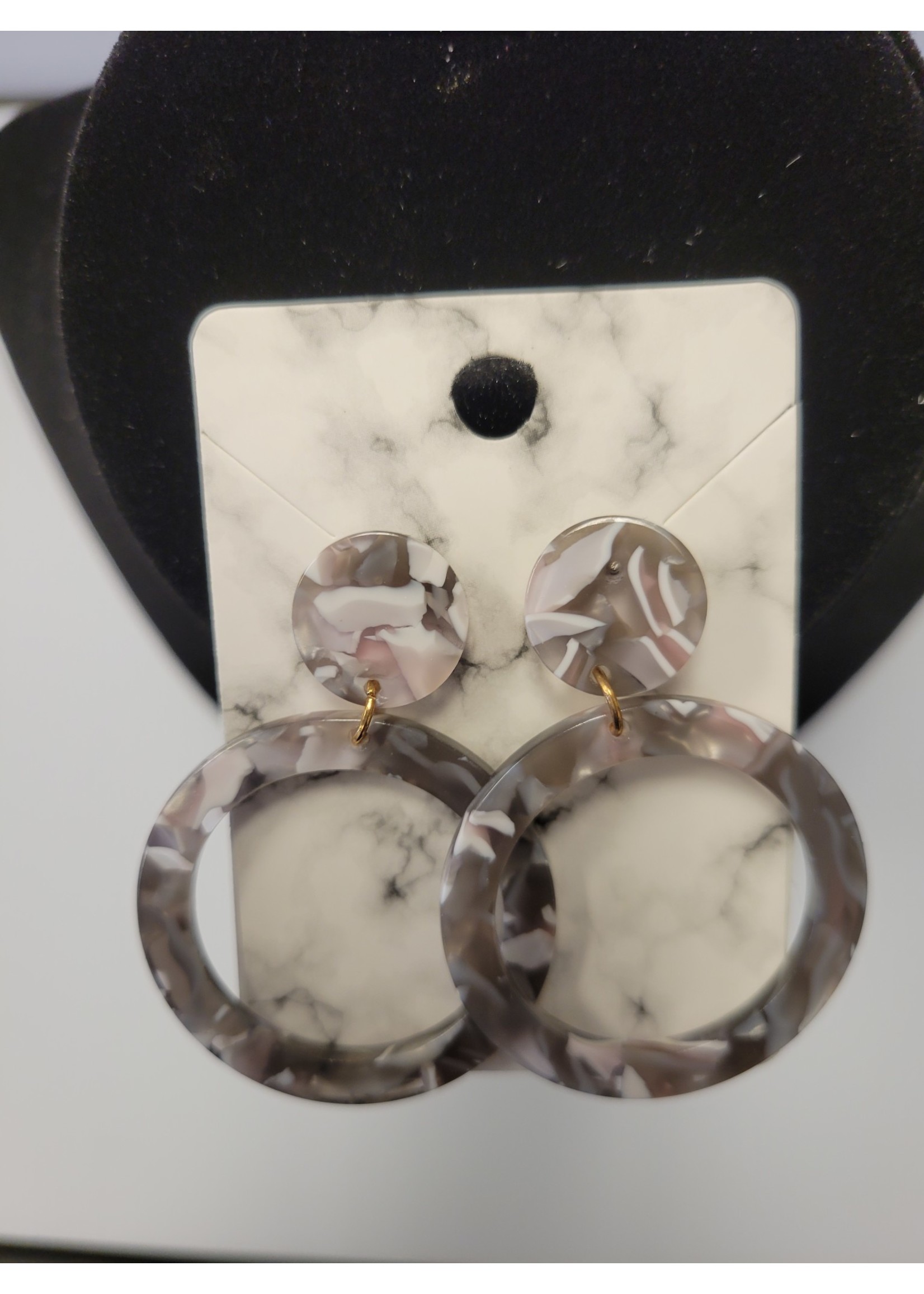 Gray Marble Hoop Earrings