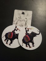 Round African Art Earrings  (Elephant Music)